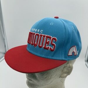 Vintage Quebec Nordiques Snapback Hat 47 Brand NHL Hockey Teal Red Cap